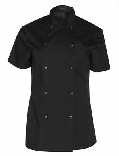 Chaqueta de cocina para señora transpirable y con doble fila de clecs color negro.