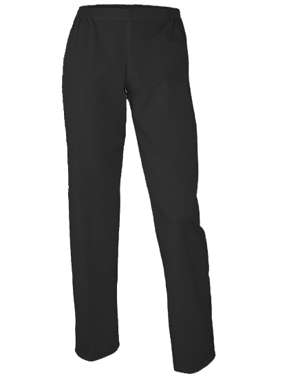 Pantalón unisex con cintura 3/4 partes elástico 1/4 parte sin elástico. en color negro.
