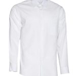Camisa de señor manga larga de cuello camisero en color blanco.