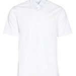 Camisa de señor de manga corta con cuello camisero en blanco