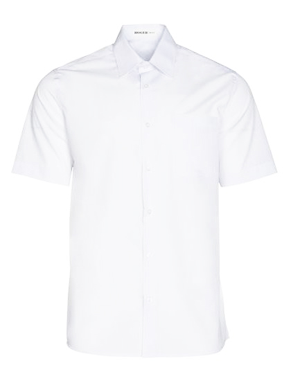 Camisa de señor de manga corta con cuello camisero en blanco