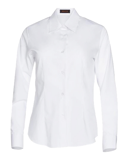 Camisa de señora manga larga entallada en color blanco.