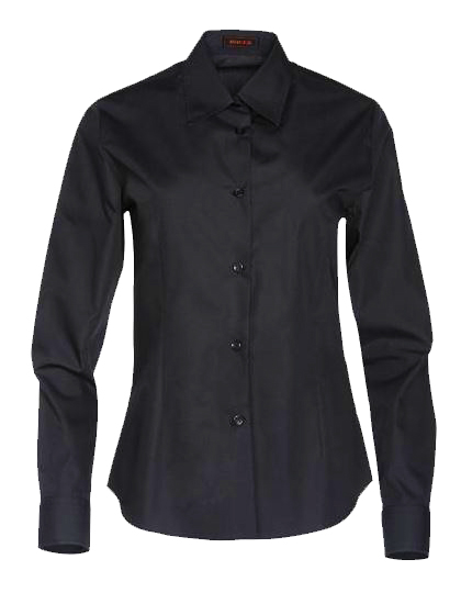 Camisa de señora manga larga entallada en color negro.