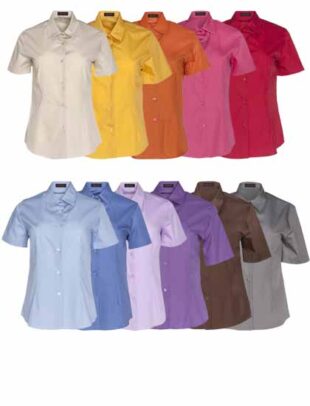 Camisa señora manga corta disponible en 13 colores.