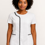 Bata manga corta vivo gris